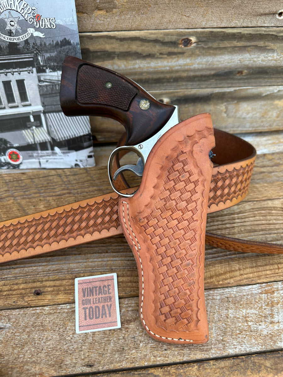 Vintage Tex Shoemaker Brown Basket Leather FBI Style Holster For S&W K –  vintagegunleather