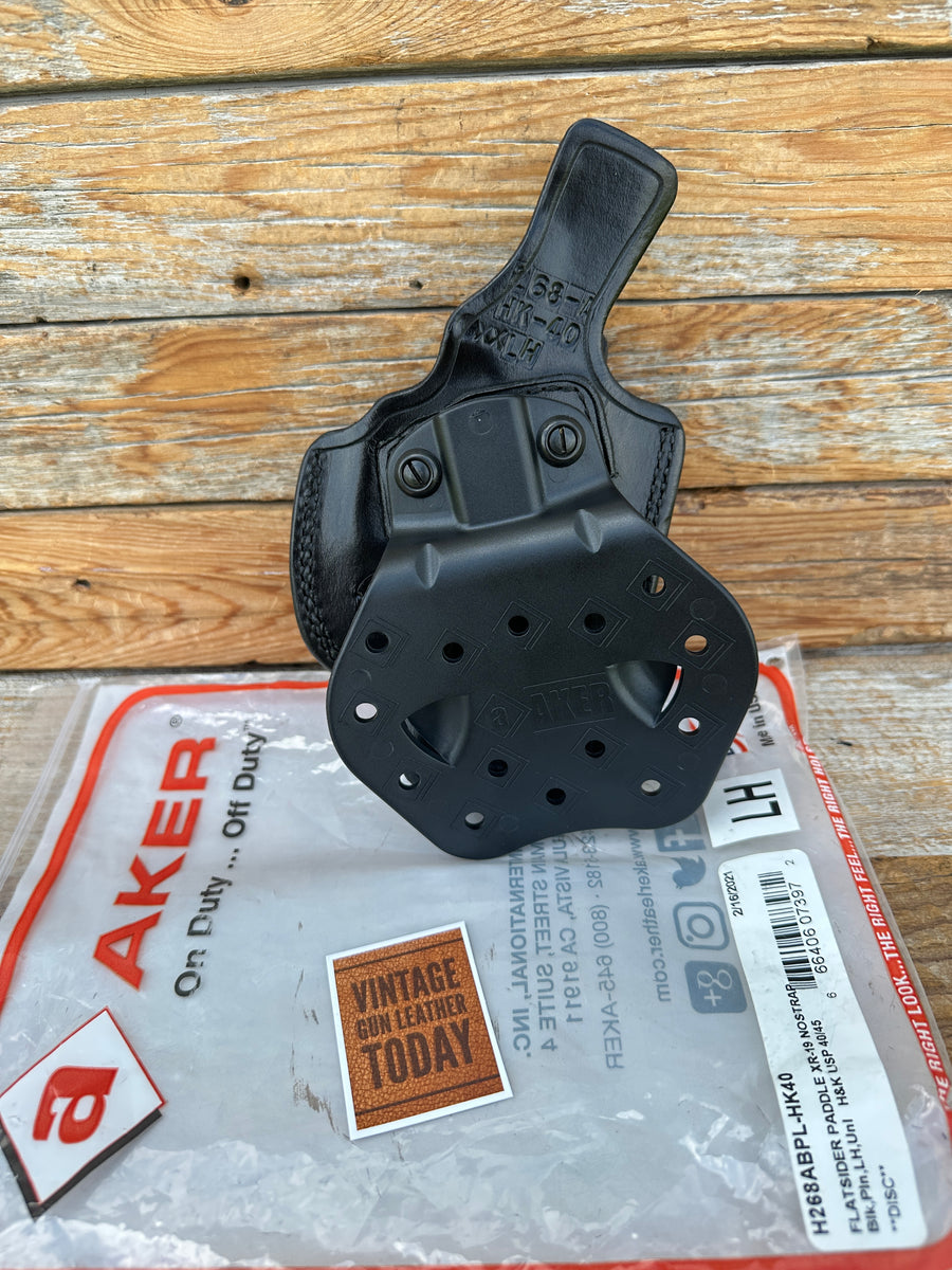 AKER Brown Leather Flatsider XR-19 Open Top Paddle Holster For H&K