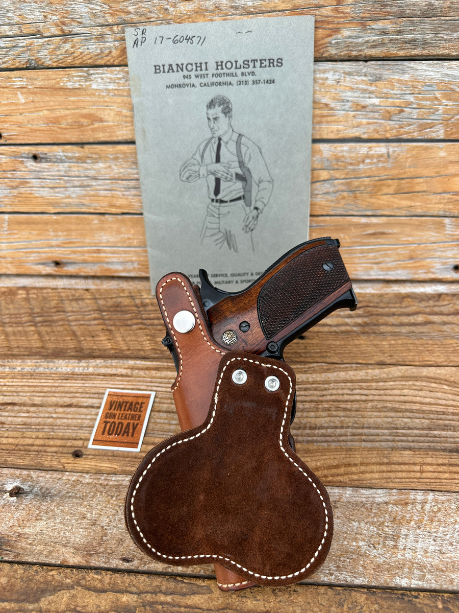 Vintage Bianchi 56L Brown Leather Suede Lined Paddle Holster For