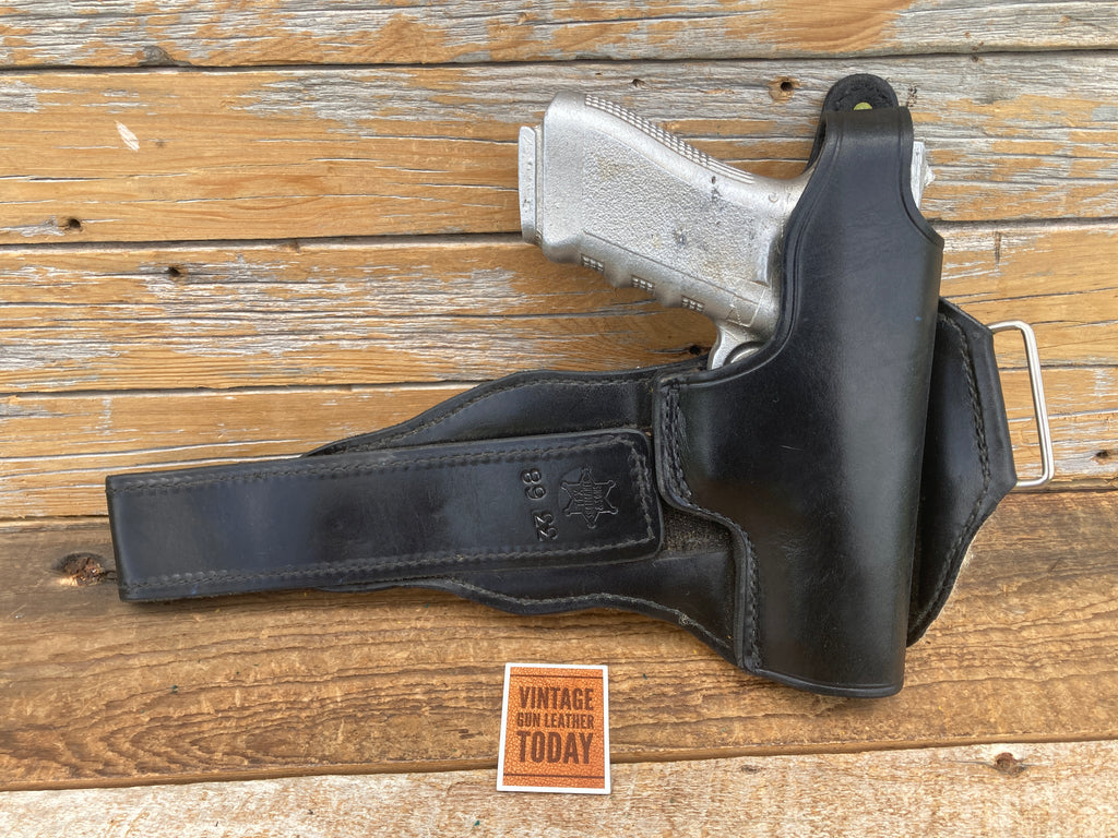 Vintage Tex Shoemaker Black Leather Ankle Holster Rig For GLOCK G17 G22 G31