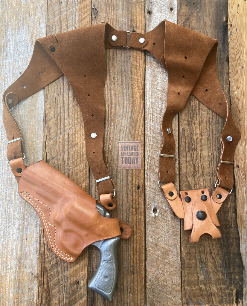 Vintage Desantis Brown Leather Shoulder Rig For S&W K 4" NYPD Spurless M64 NY #2