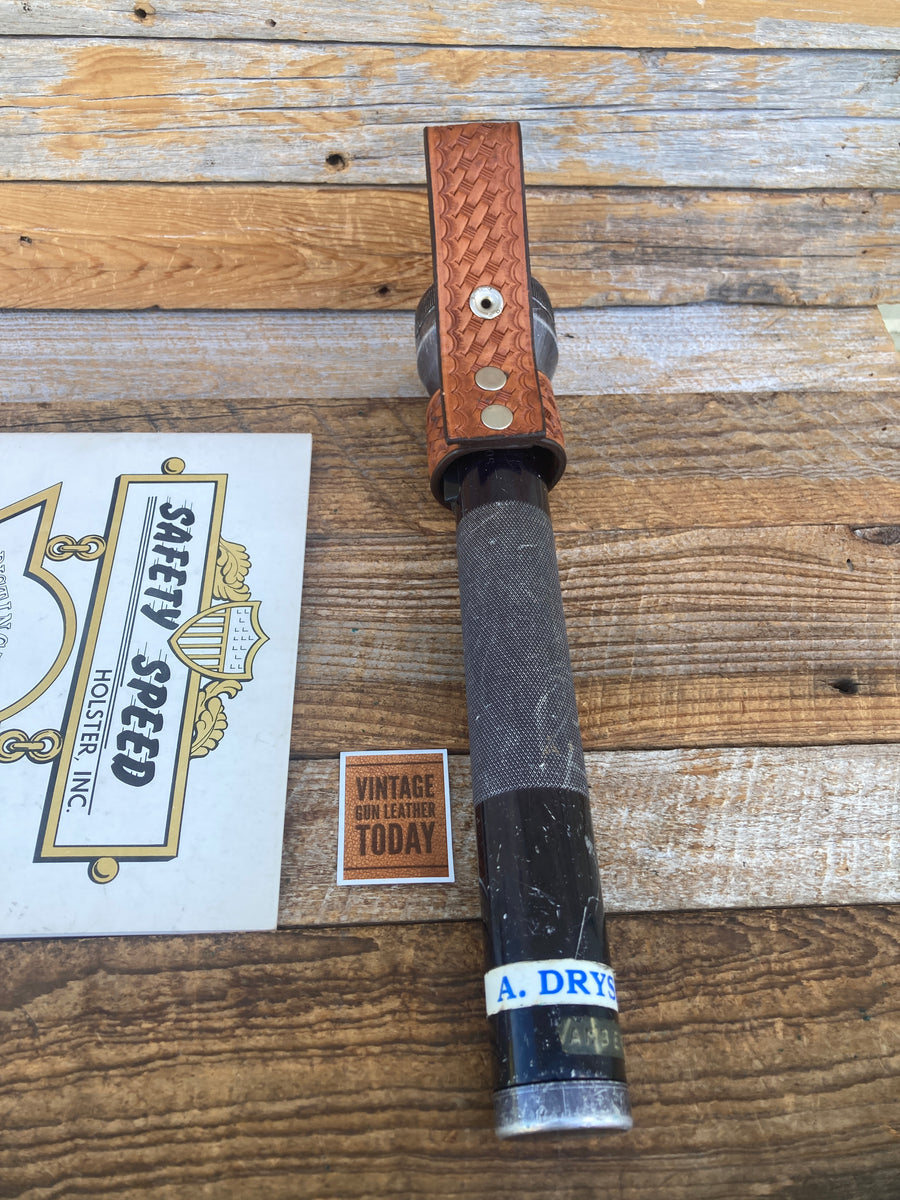 Vintage Safety Speed Brown Basket Leather Duty Flashlight Holder