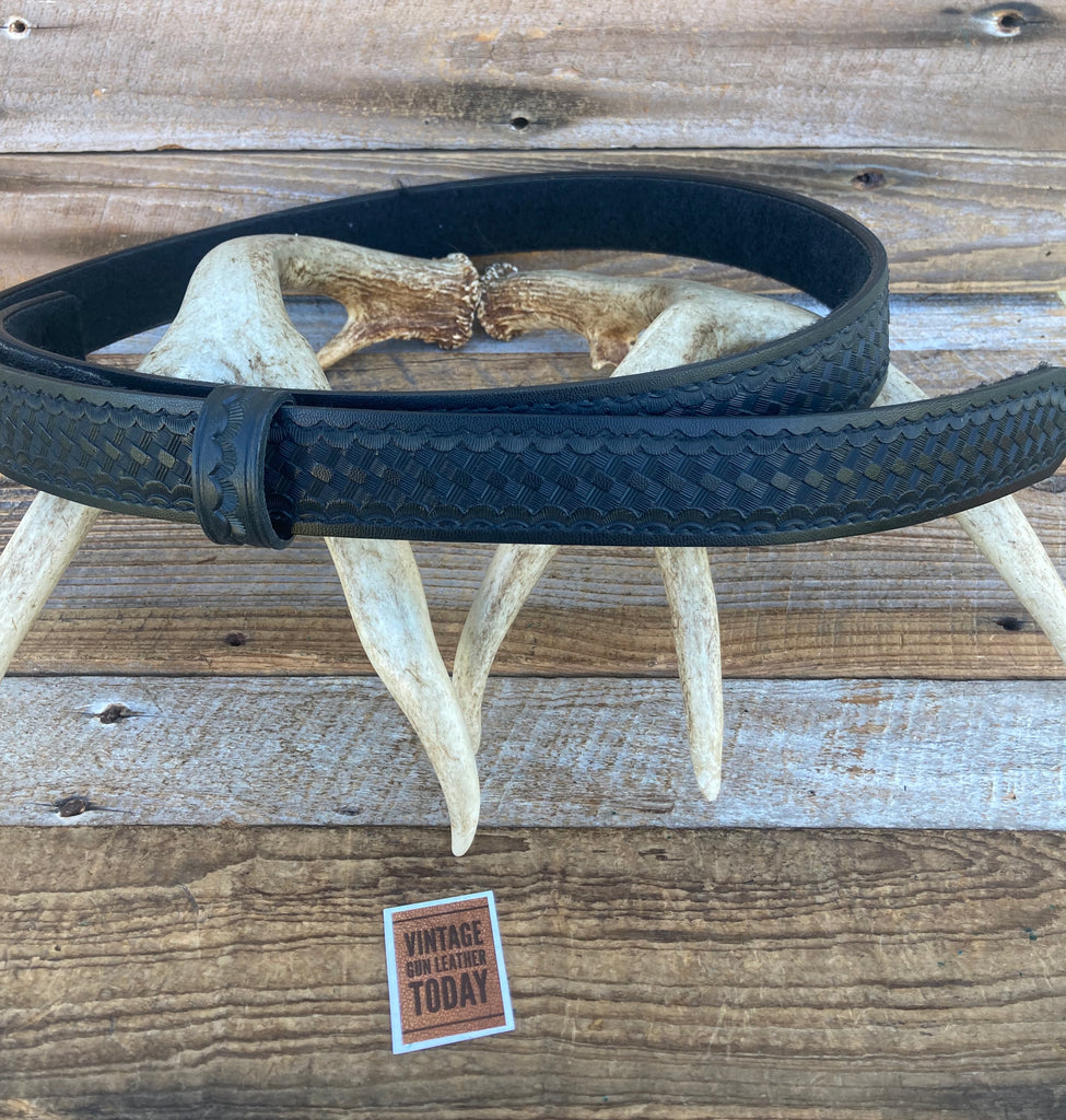 Vintage Safariland Competition Buckleless Trouser Belt Black Basketweave SZ 48
