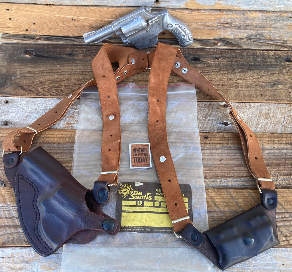 Desantis Brown Leather Shoulder Holster Rig For 3 J Frame Revolver Charter Arms