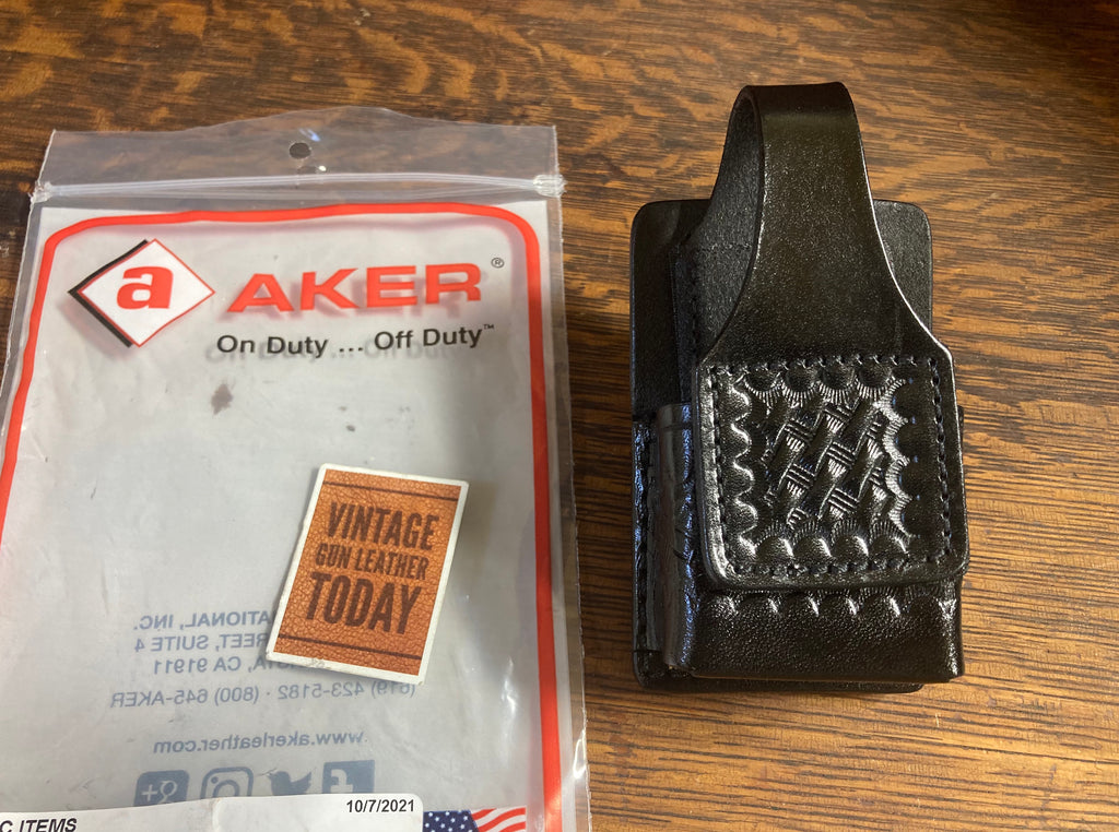 AKER A601 Bw Black Basketweave Leather Duty Universal Recorder Holder Tape
