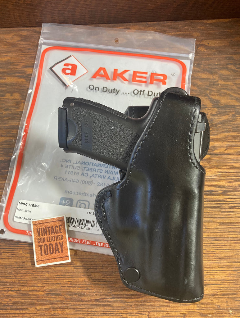 AKER Sentinel High Ride Duty Holster Black Leather For HK H&K USP C Compact
