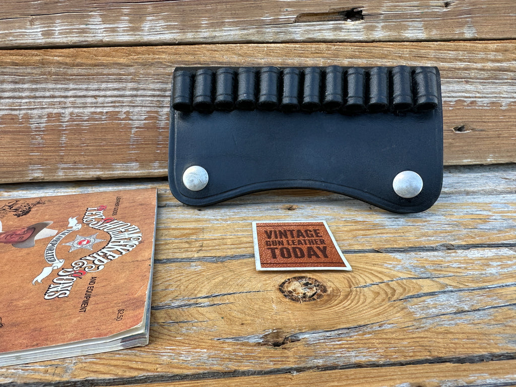 Vintage Tex Shoemaker 209 Double Snap Cartridge Slide Plain Leather .38 .357