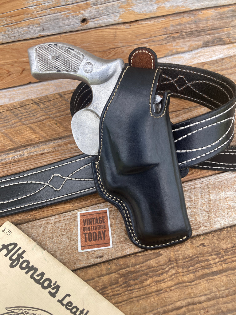 Alfonso's Black Leather Suede Lined Holster For S&W 586 686 L Frame Revolver 2.5