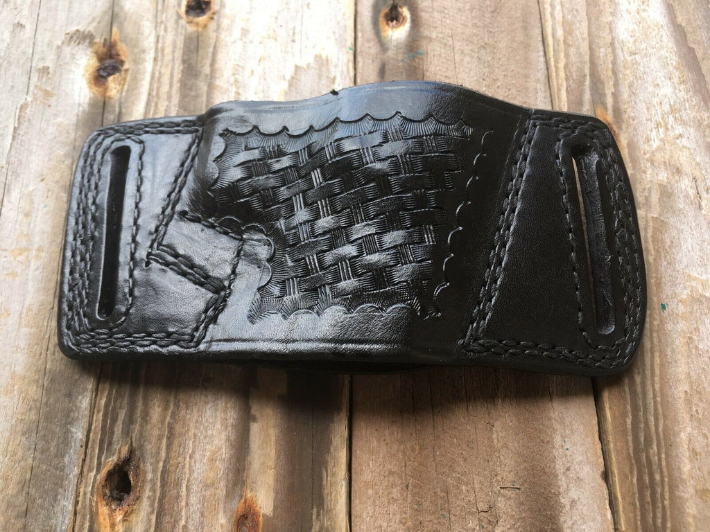 Tex Shoemaker N14 Black Basketweave Leather OWB Holster For Ruger P85