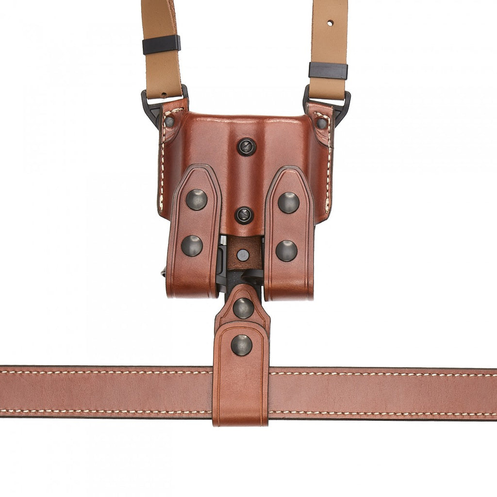 Aker Brown Leather H104-TP Shoulder Holster Tie Down Magazine Side
