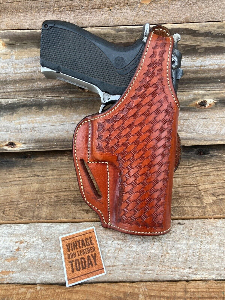 Alfonso's Brown Basketweave Suede Lined Holster For S&W 5906 Thumb Break