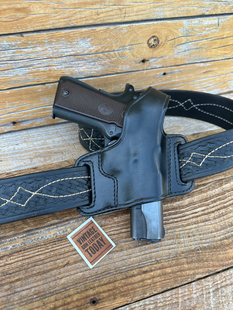 Vintage Don Hume H717 10 Open Slot Black Leather OWB Holster For Colt 45 1911