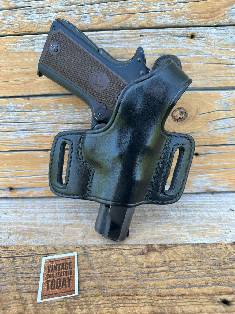 Vintage Don Hume H717 10 Open Slot Black Leather OWB Holster For Colt 45 1911