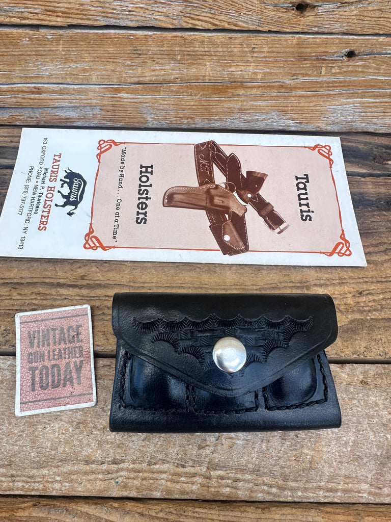 Custom Tauris Black Basket Leather 6 .38 / .357 2x2x2 Cartridge Ammo Dump Pouch