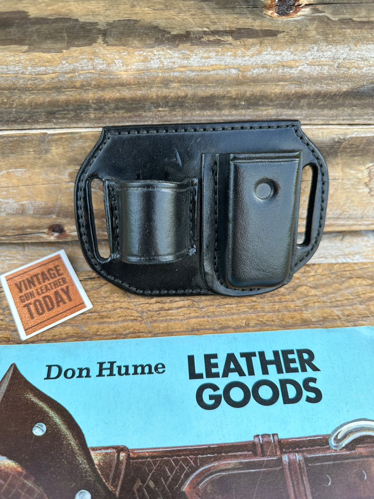 Don Hume Black Leather 1" Diameter Flashlight  100B Magazine Carrier 1 3/4 Slot