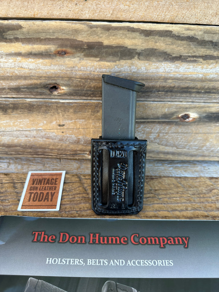 Vintage Don Hume H420 Black Leather Single Magazine Holder Steel Double Stack