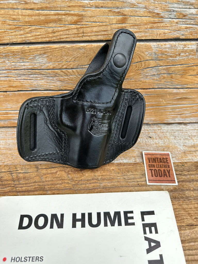 Vintage Don Hume  H721 K40 Double 9 Plain Black Leather OWB Holster For KAHR P40