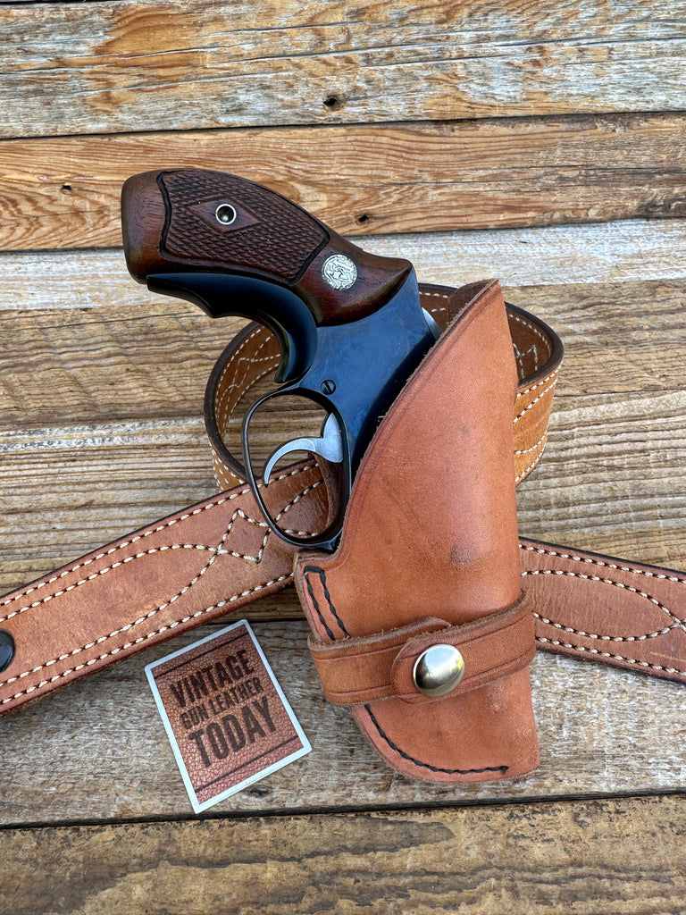 Vintage Tex Shoemaker FBI Style Natural Brown Leather Holster For S&W Model 36 2