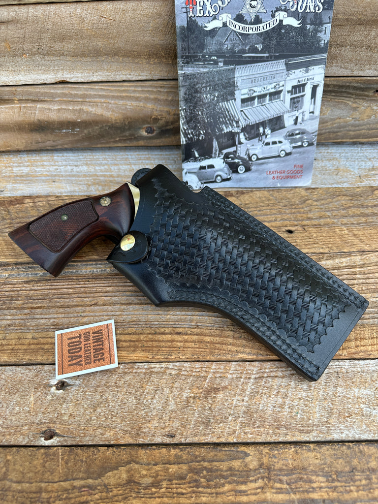 Tex Shoemaker Black Basket Leather 64 Holster For S&W K Frame Medium Revolver 5"