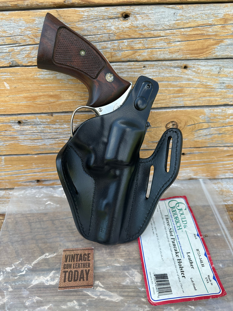 Gould Goodrich Black Leather OWB Holster For S&W K Taurus Rossi Revolver LEFT