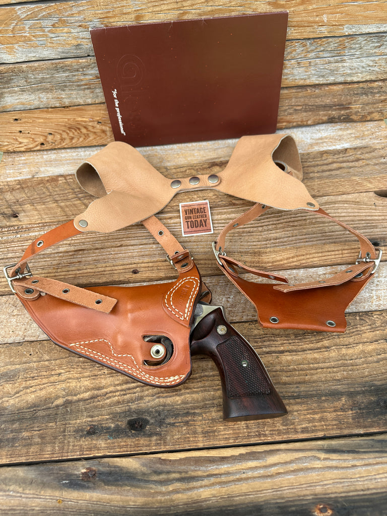 Vintage Early Alessi Brown Leather Shoulder Holster Rig For S&W K Frame Revolver