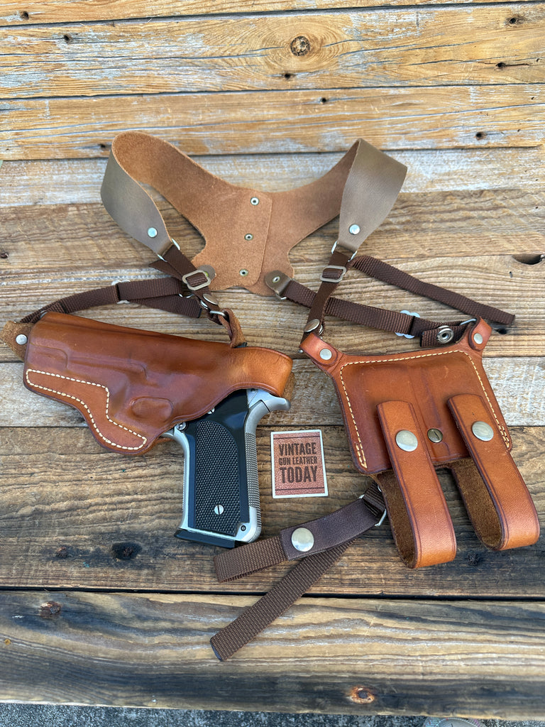 Vintage Mike Taurisano Tauris Shoulder Holster Brown Leather For Smith S&W 645