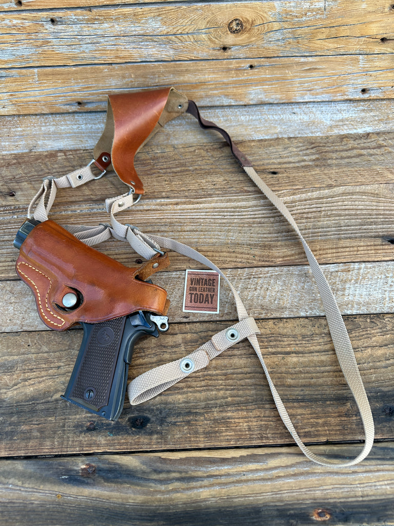 Vintage Mike Taurisano Tauris Shoulder Holster Brown Leather For Colt Commander