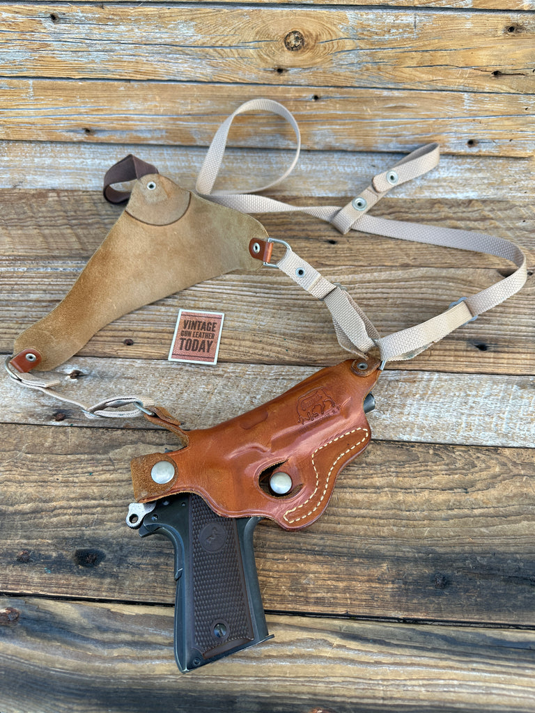 Vintage Mike Taurisano Tauris Shoulder Holster Brown Leather For Colt Commander