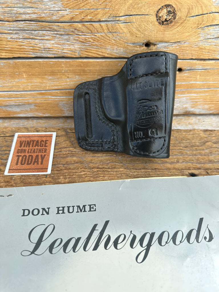 Vintage Don Hume Black Leather Open Top OWB JIT Slide Holster For Sterling DA