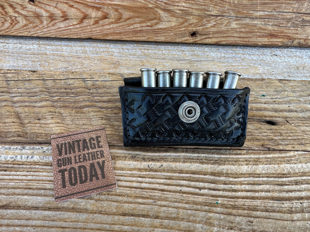 VOIGHT Black Basket Leather Cartridge Bullet Ammo Belt Pocket Carrier Drop Pouch