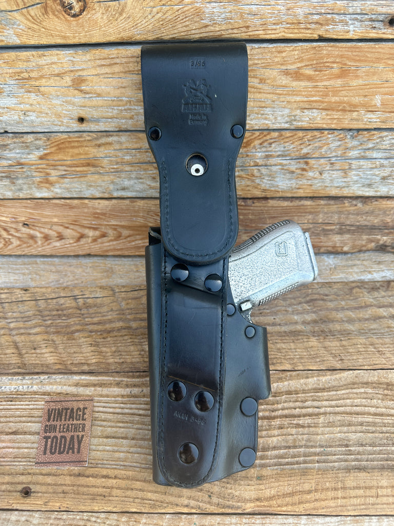 AKAH German Black Leather Police Swivel Duty Holster For GLOCK 19 23 32