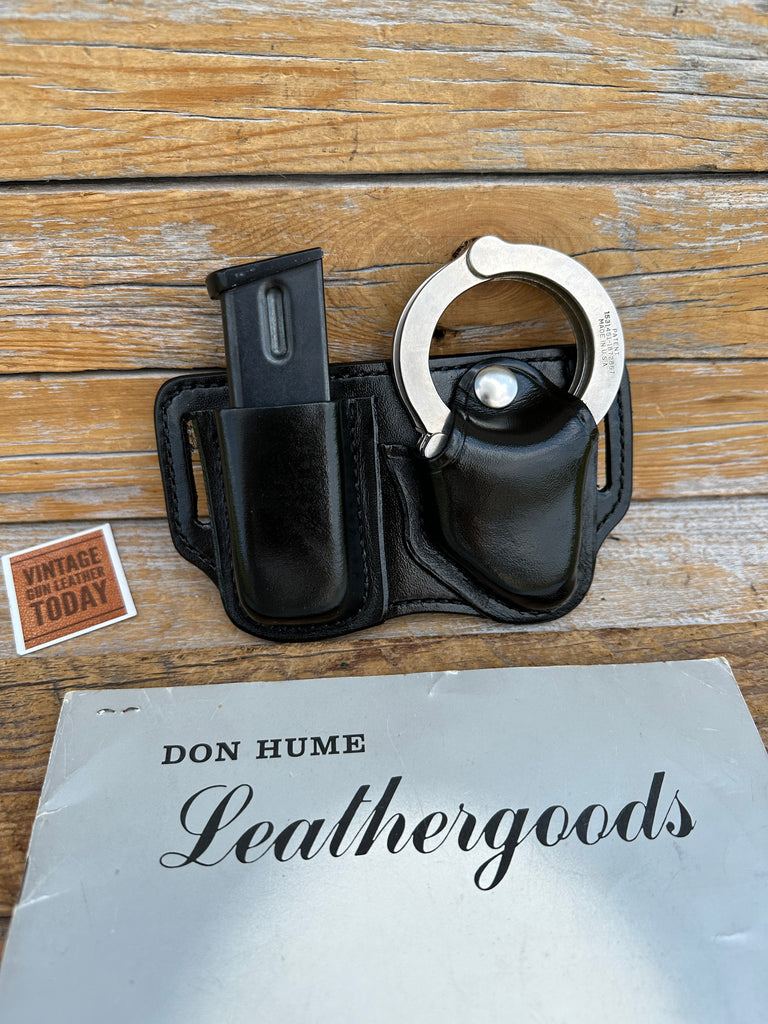 Don Hume Black Leather 100B Magazine Carrier Chain Handcuff Cuff 1.5" Slot MP