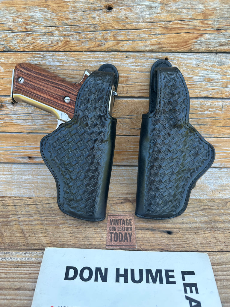 Vintage Don Hume H727 30 4 1/4 Black Basket Leather Holster For Sig P226 P220