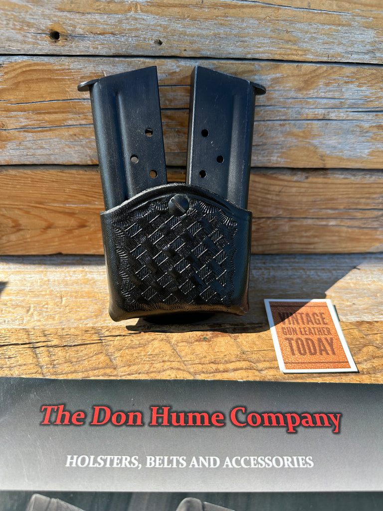 Don Hume Black Basket Leather Double Magazine Carrier 1911 Steel Single Stack