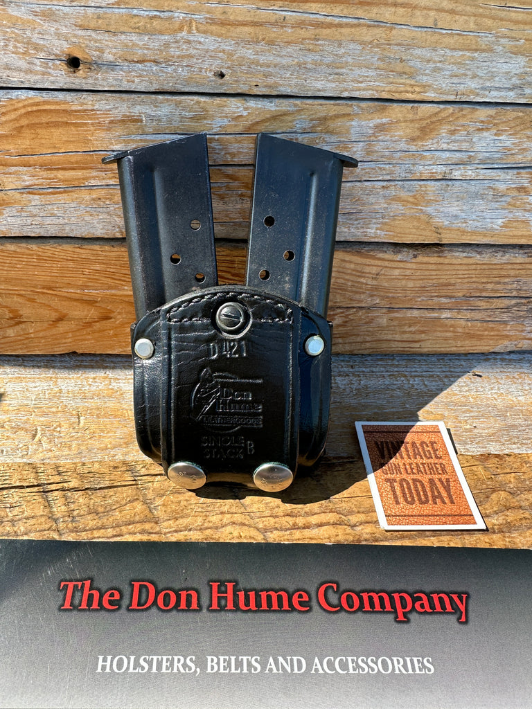 Don Hume Black Basket Leather Double Magazine Carrier 1911 Steel Single Stack