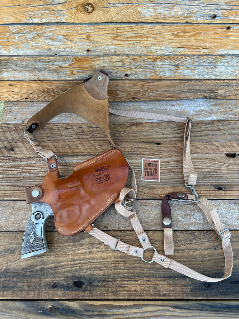 Vintage Mike Taurisano Tauris Shoulder Holster Brown Leather For 4" S&W Large N