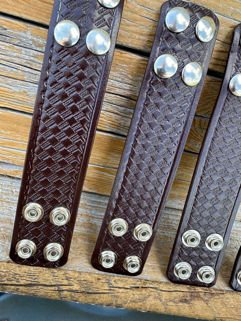 Don Hume MS Brown Basket Leather 1 5/8 Wide 4 Keeper Set 4 Nickel For Duty Belt