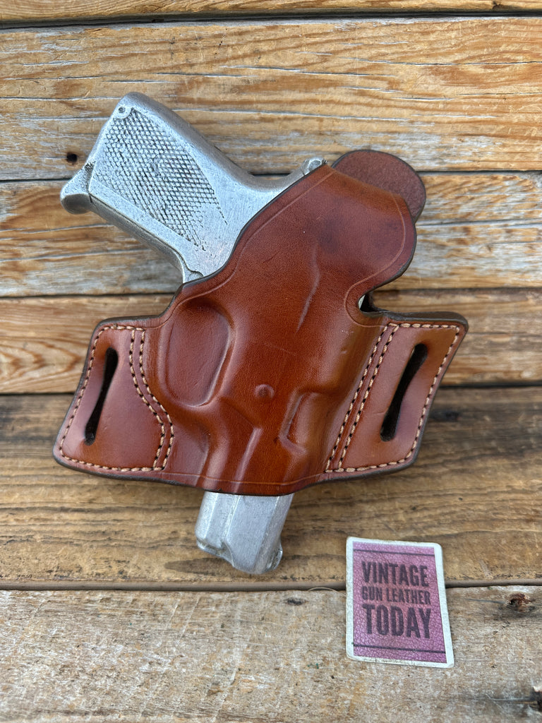 AKER Brown Leather OWB Holster For Smith Wesson S&W 6906 Round Trigger Right