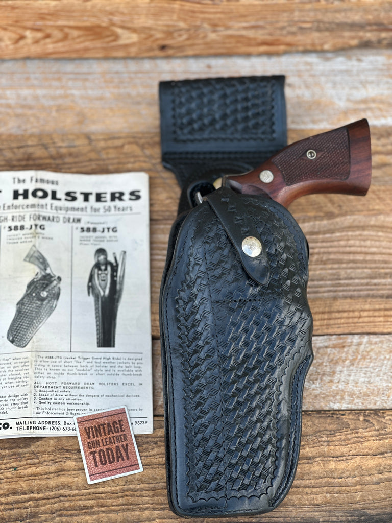 Vintage HOYT Black Basket Front Break Swivel Revolver Holster For S&W Mod 68 6"
