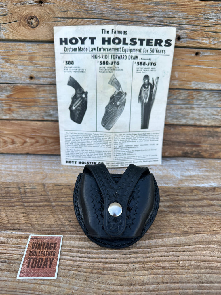 Vintage HOYT #178 Black Basket Leather Bikini Handcuff Case LASD