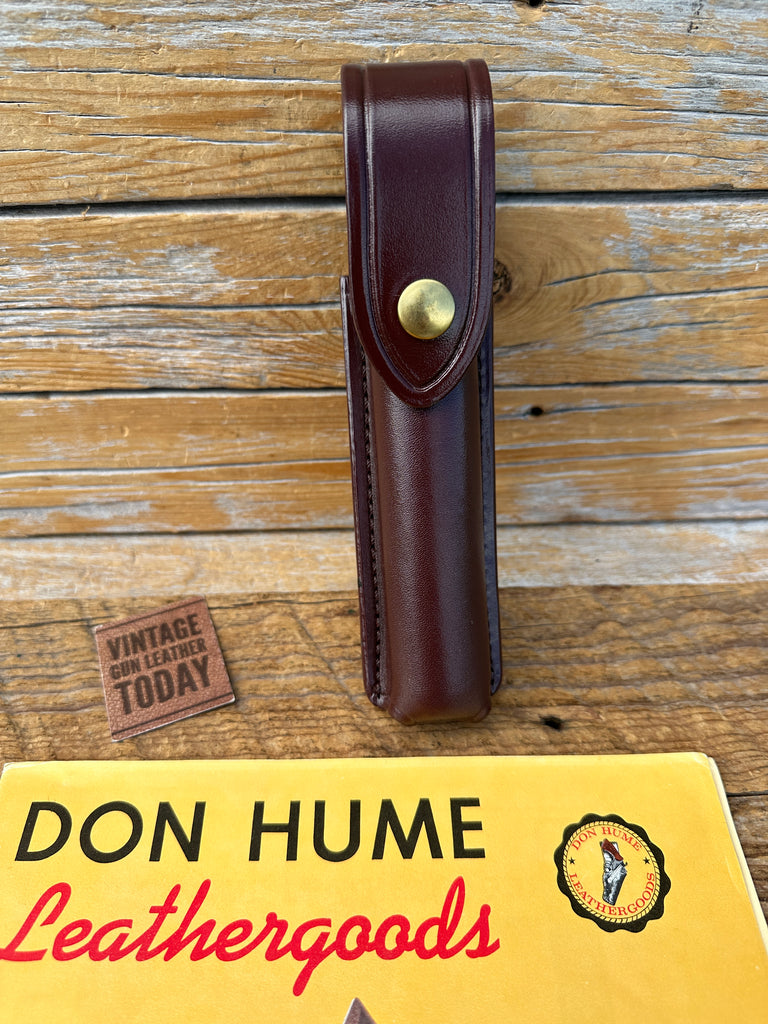 Don Hume Fairfax Brown Leather Duty Flashlight Holder w/ Brass  7" x  1" w/ Flap