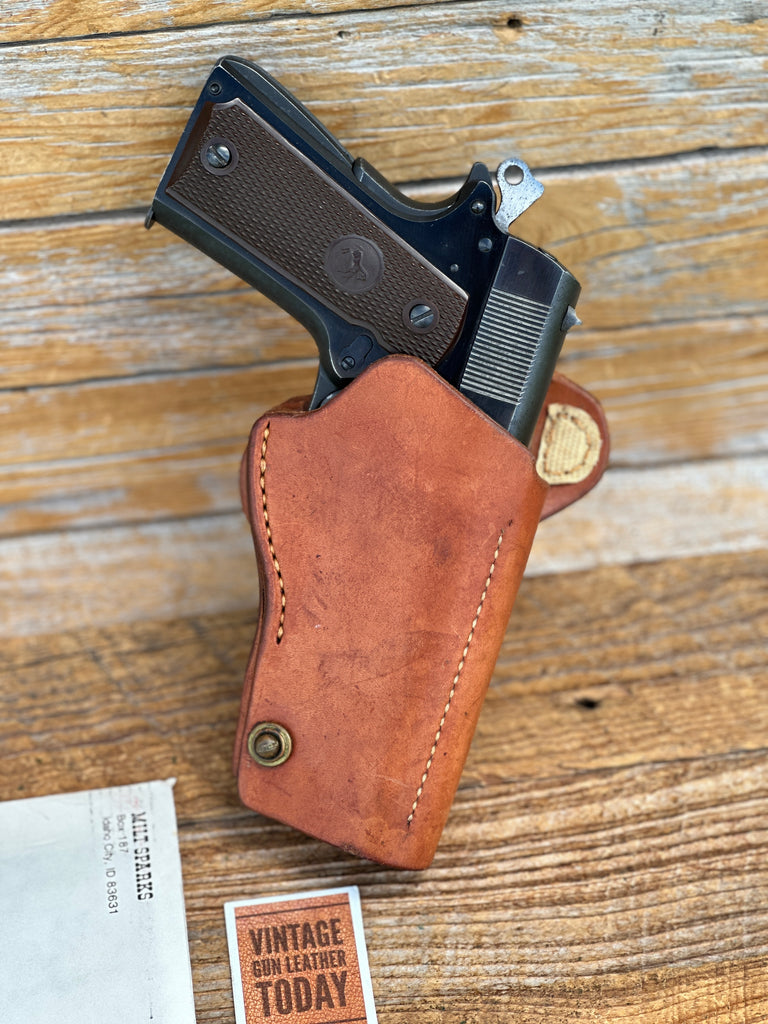Vintage 1970's Milt Sparks 1AT Brown Leather 5" 45 1911 Holster Idaho City