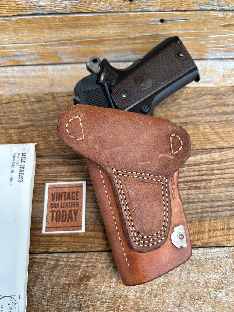 Vintage 1970's Milt Sparks 1AT Brown Leather 5" 45 1911 Holster Idaho City