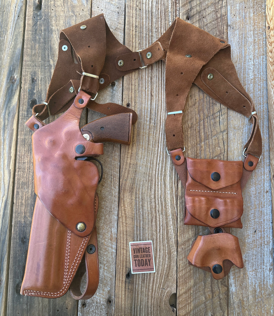 Vintage Desantis Brown Leather Shoulder Holster for Colt Python 686 6" LEFT