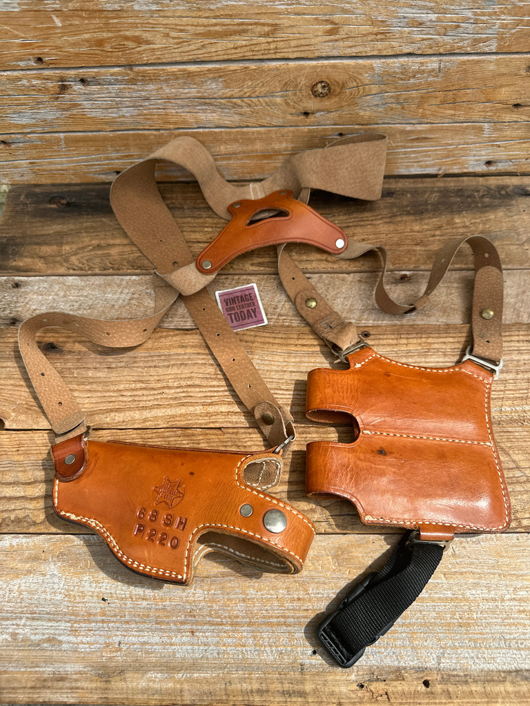 Vintage Tex Shoemaker Brown Leather Lined Shoulder HolsterFor Sig P220 P226