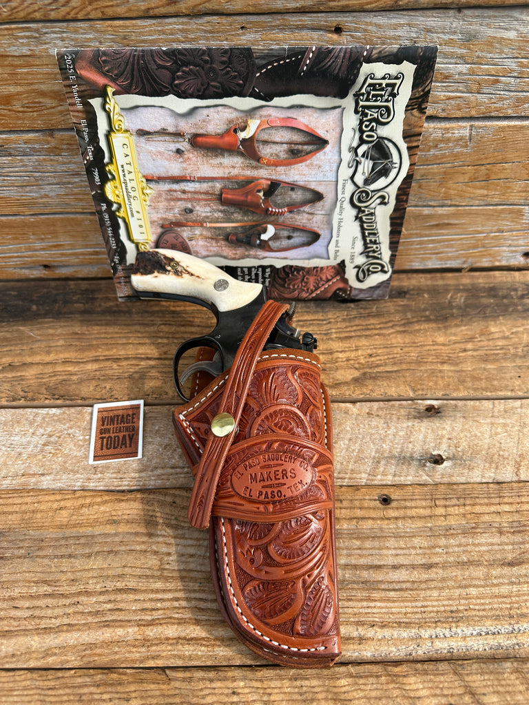 Elpaso Saddlery 1930 Austin Floral Carved Leather Holster For 4" S&W K Frame 19