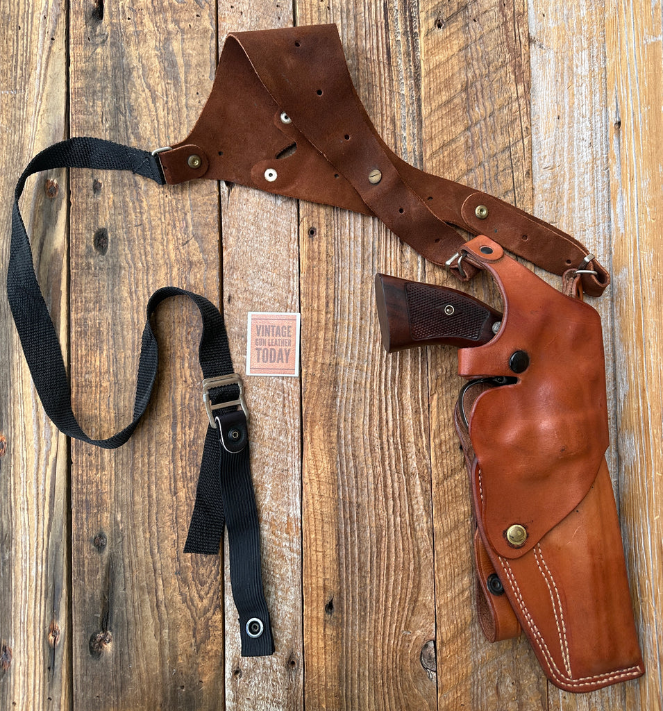 Vintage Desantis #8 Brown Leather Shoulder Holster For 6" S&W K Frame Revolver