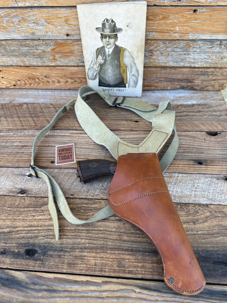 Vintage HH Heiser Brown Leather Shoulder Holster for S&W Model 10 4" Right