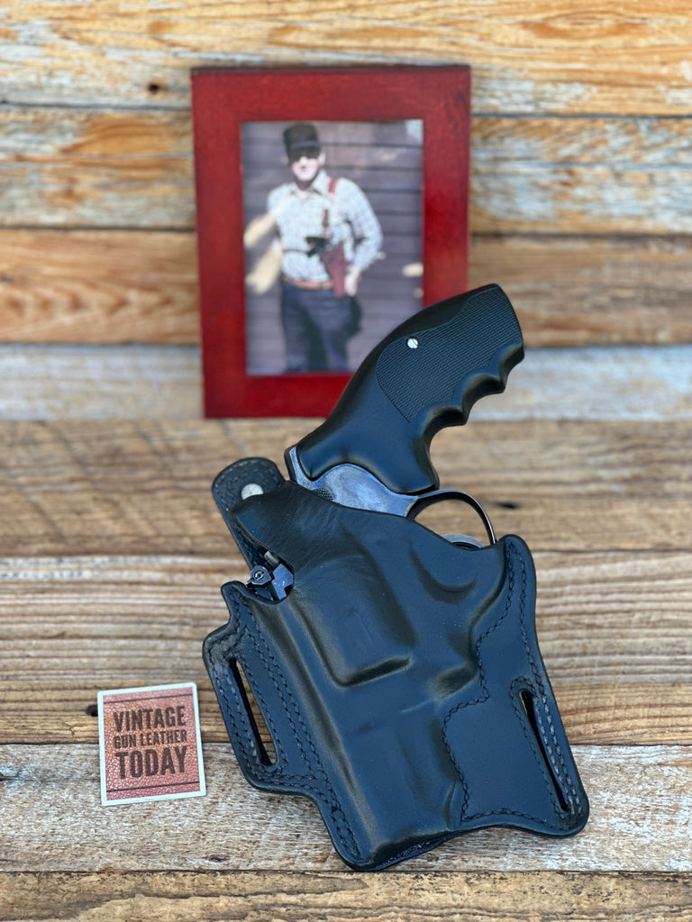 Vintage Tauris Black Leather OWB Holster For S&W 2.5" K Frame Revolver Left