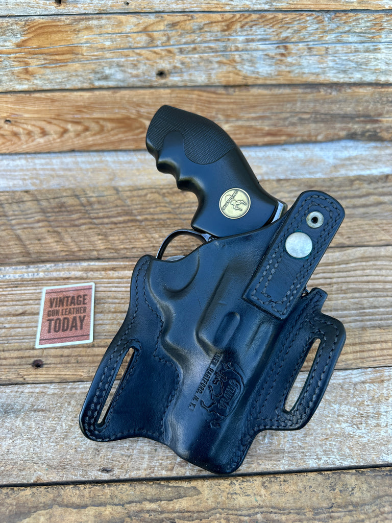 Vintage Tauris Black Leather OWB Holster For S&W 2.5" K Frame Revolver Left
